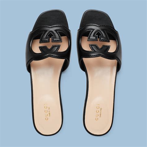 gucci women's slide sandal with interlocking g|gucci g cutout sandals.